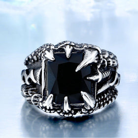 Gothic Dragon Stone Claw Ring