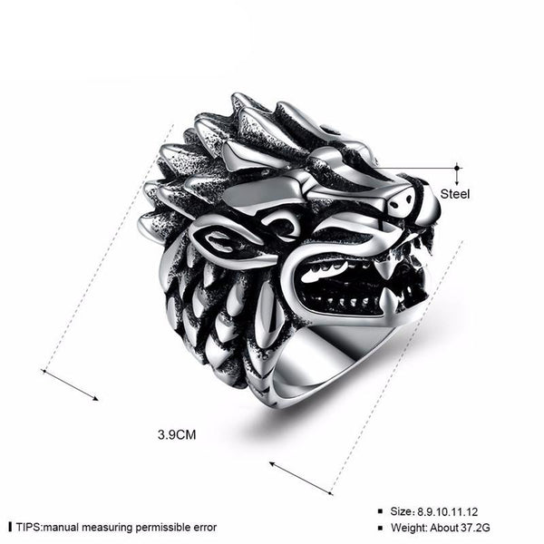 Punk Rock Dragon Head Ring Men