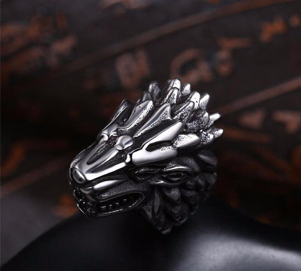 Punk Rock Dragon Head Ring Men