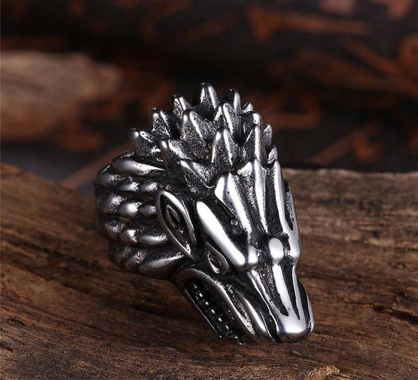 Punk Rock Dragon Head Ring Men