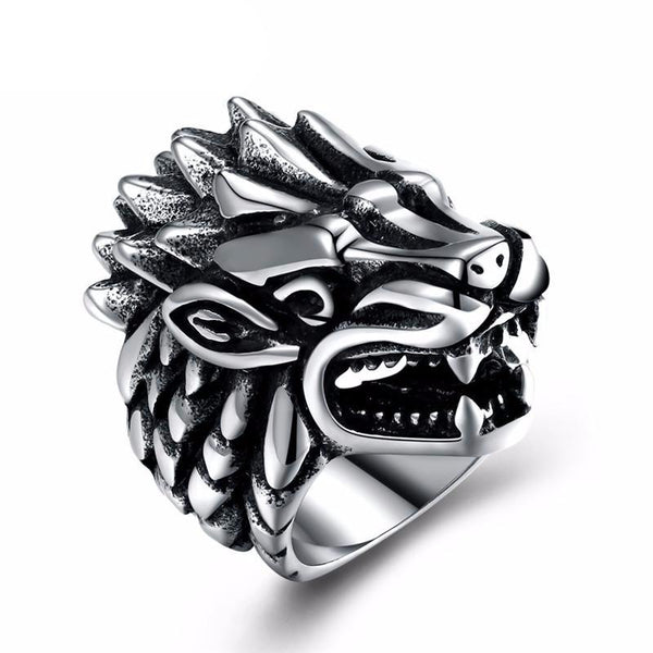 Punk Rock Dragon Head Ring Men
