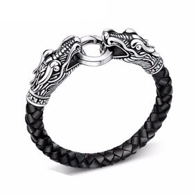 Leather Tibetan Dragon Bracelet