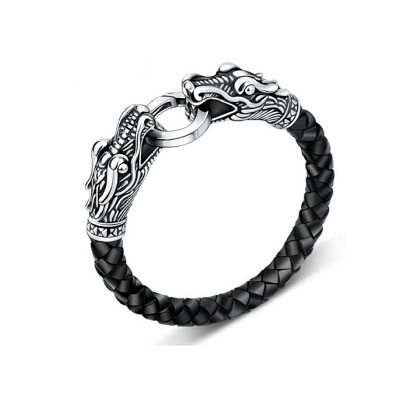 Leather Tibetan Dragon Bracelet