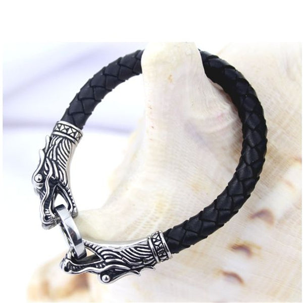 Leather Tibetan Dragon Bracelet