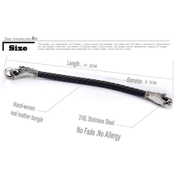 Leather Tibetan Dragon Bracelet