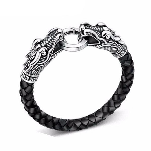 Leather Tibetan Dragon Bracelet