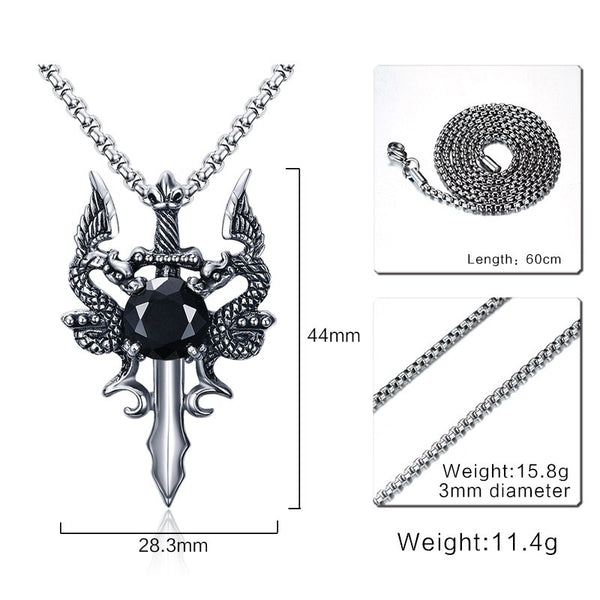 Double Dragon Cross Sword Pendant