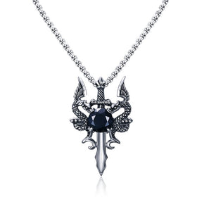 Double Dragon Cross Sword Pendant